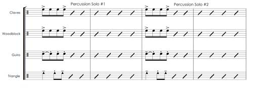 percussion Sheet Music Calypso dream music example